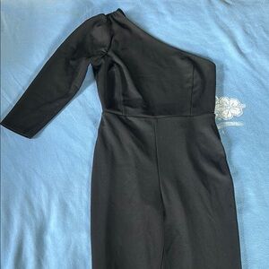 Forever 21 Contemporary Elegant Black One-Shoulder Jumpsuit